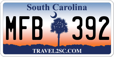 SC license plate MFB392