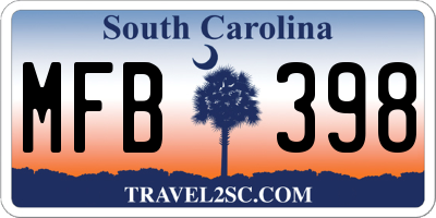SC license plate MFB398