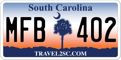 SC license plate MFB402