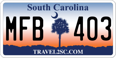 SC license plate MFB403