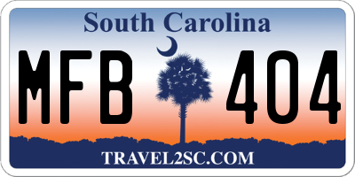 SC license plate MFB404