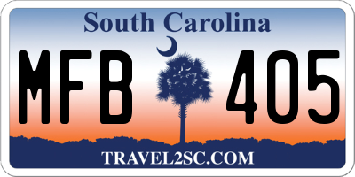 SC license plate MFB405