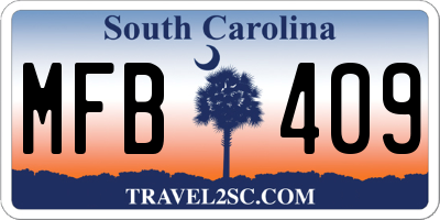 SC license plate MFB409