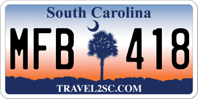 SC license plate MFB418