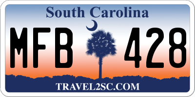 SC license plate MFB428
