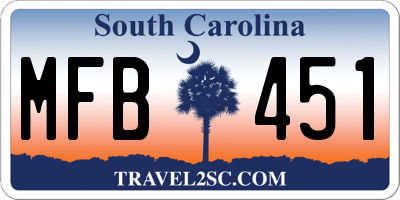 SC license plate MFB451