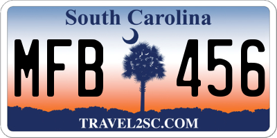 SC license plate MFB456