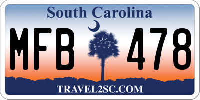 SC license plate MFB478
