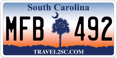 SC license plate MFB492