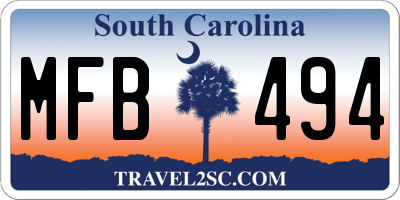 SC license plate MFB494