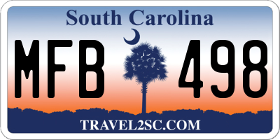 SC license plate MFB498