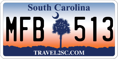SC license plate MFB513