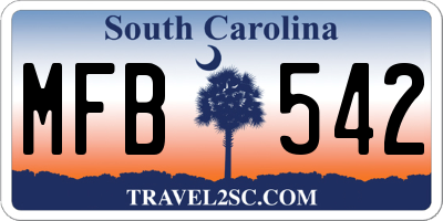 SC license plate MFB542