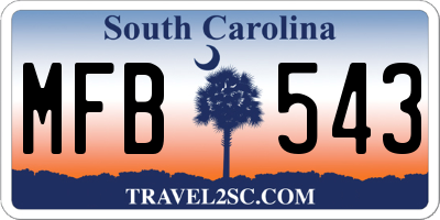 SC license plate MFB543
