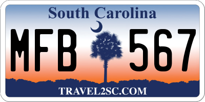 SC license plate MFB567