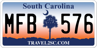 SC license plate MFB576