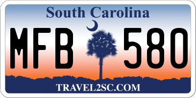 SC license plate MFB580