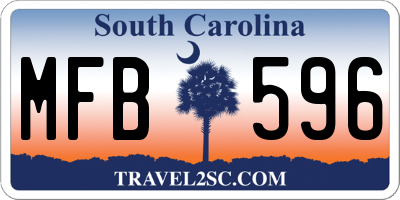 SC license plate MFB596