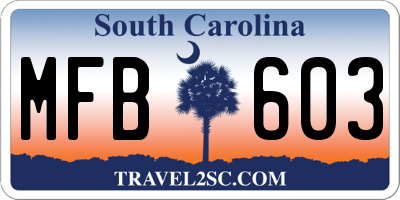 SC license plate MFB603