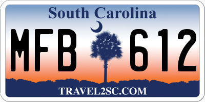 SC license plate MFB612