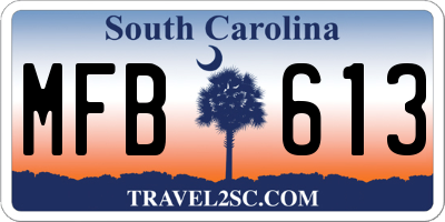 SC license plate MFB613