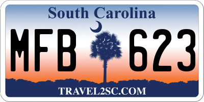 SC license plate MFB623