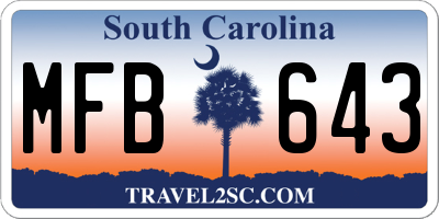 SC license plate MFB643