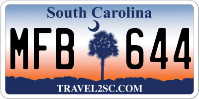 SC license plate MFB644