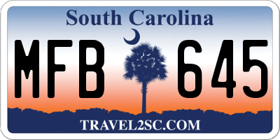 SC license plate MFB645