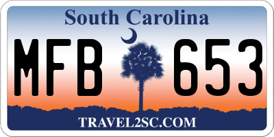 SC license plate MFB653