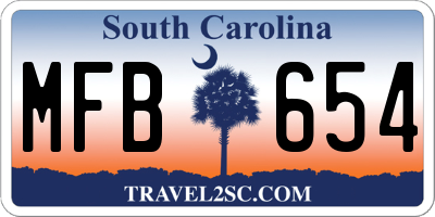 SC license plate MFB654