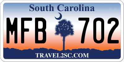 SC license plate MFB702