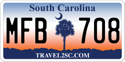 SC license plate MFB708