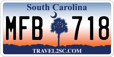 SC license plate MFB718