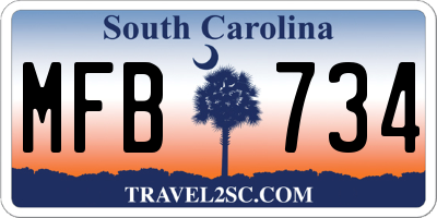 SC license plate MFB734