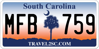 SC license plate MFB759