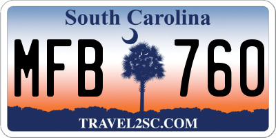 SC license plate MFB760