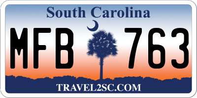 SC license plate MFB763