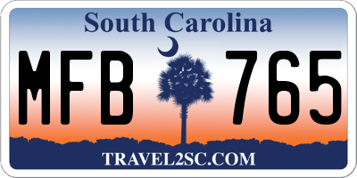 SC license plate MFB765