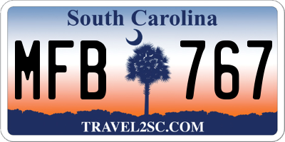 SC license plate MFB767
