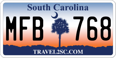 SC license plate MFB768