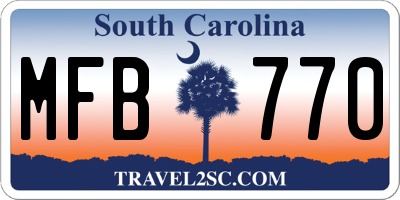 SC license plate MFB770