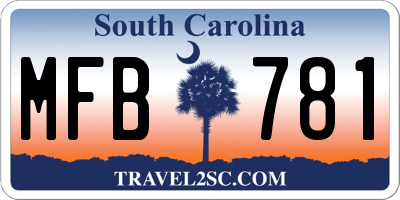 SC license plate MFB781