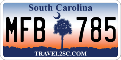 SC license plate MFB785