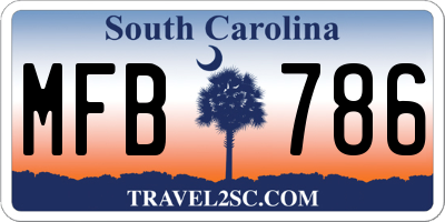 SC license plate MFB786