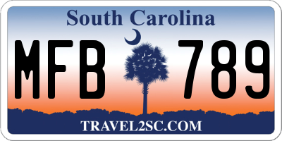SC license plate MFB789