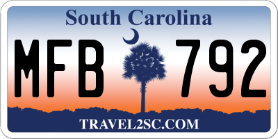 SC license plate MFB792