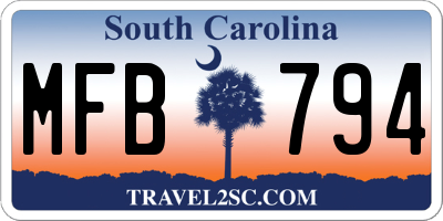 SC license plate MFB794