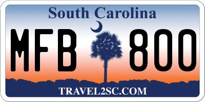 SC license plate MFB800