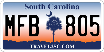 SC license plate MFB805